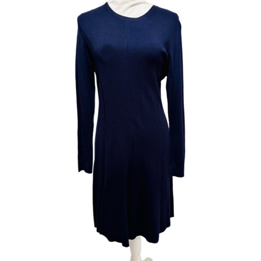 Anne Taylor fit and flare navy, knit dress. EUC size L